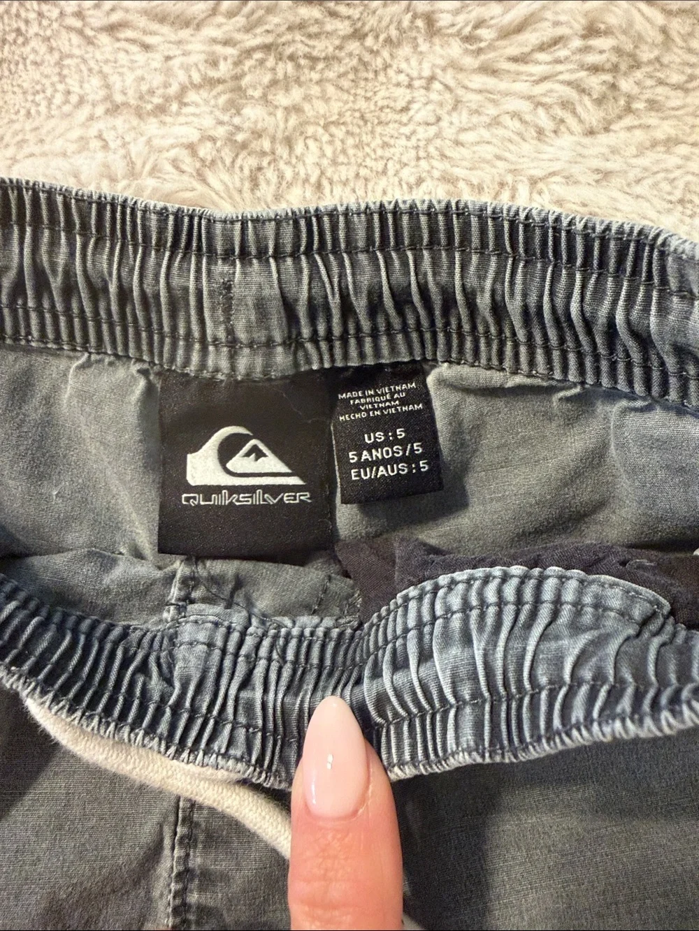 Quiksilver Youth Washed Gray Drawstring Shorts